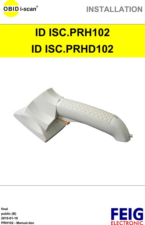 PRHD102 RFID Reader User Manual Installation ID 